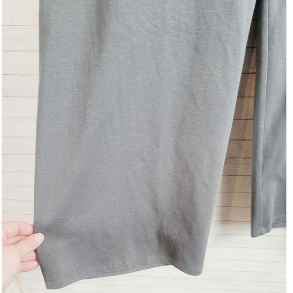 EILEEN FISHER WIDE LEG CROPPED KNIT PANTS IN GRAY, SZ MEDIUM - Picture 4 of 16